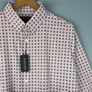 Mizzen+Main Lightweight Leeward Mens Large White Geometric Performance Shirt